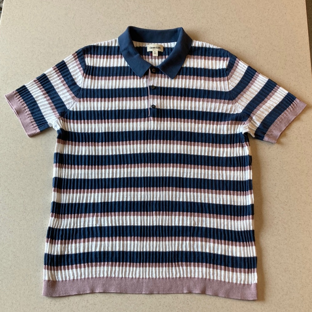 Classic Striped Short Sleeve Polo Shirt  Men Size XL - Picture 6 of 12